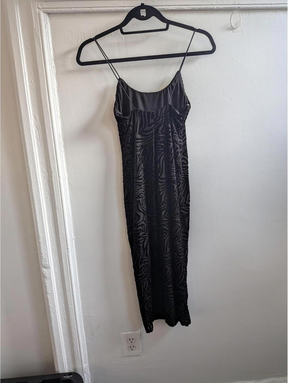 Wild Fable Slip Dress Juniors XS Black Animal Print Velvet Bodycon Midi - Picture 5 of 6